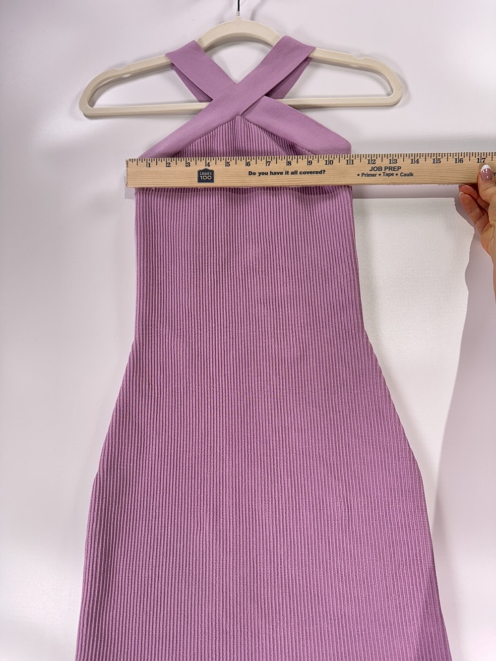 Aritzia Babaton Sculpt Knit Criss Cross Halter Mini Dress Lilac XS - Picture 10 of 10